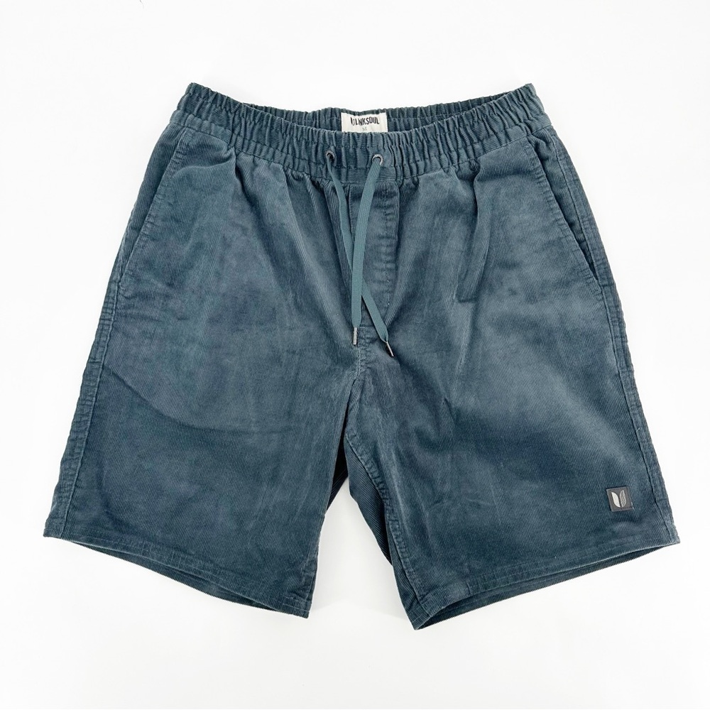 Linksoul Blue Gray Corduroy Mens Pull On Shorts
